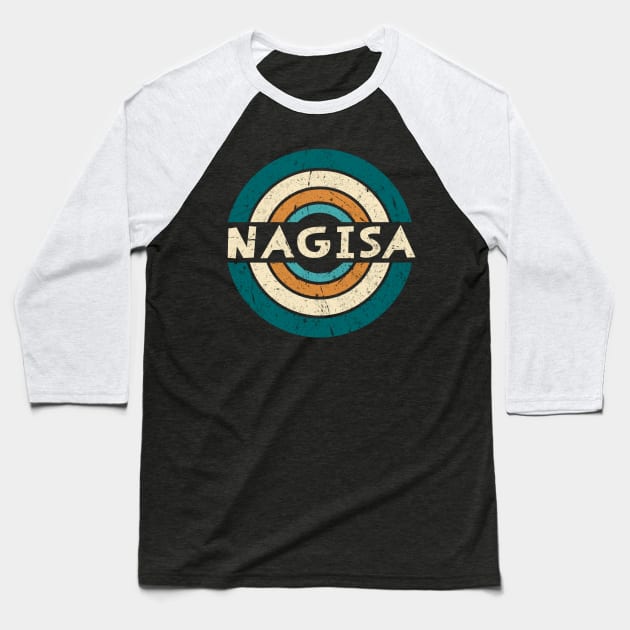 Retro Styles Nagisa Name Birthday 70s 80s 90s Circle Baseball T-Shirt by Amir Dorsman Tribal